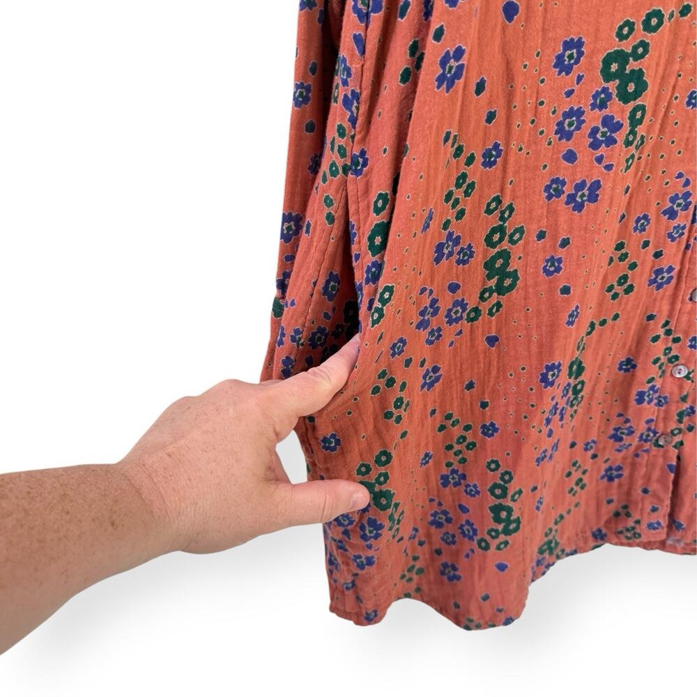 Natural Life Women's Floral Georgia Gauze Gauzy Cotton Long Sleeve Shirt Dress L - Picture 5 of 9